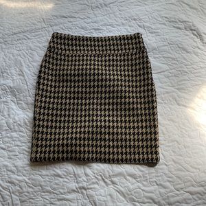 Wool Black/Tan Pencil Skirt